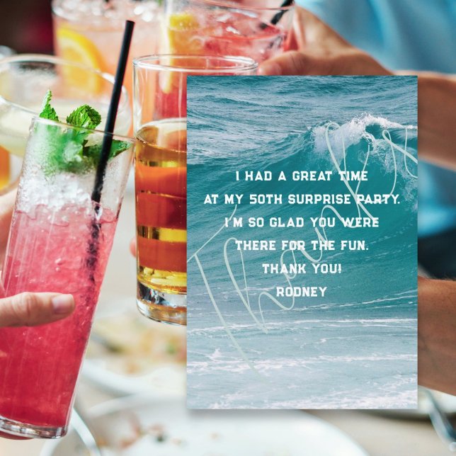 Ocean Wave med sitt födelsedagskort Tack Message C Inbjudningar (Skapare uppladdad)