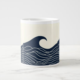 Ocean Wave Silhouette Coastal Mug Jumbo Mugg