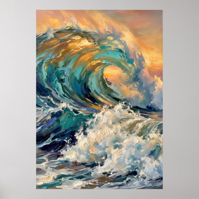 Ocean Wave & Solnedgång Konstverk Poster (Framsidan)