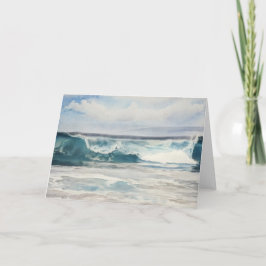 Ocean Wave Söt Blue Tones Beach Art Notecard Kort