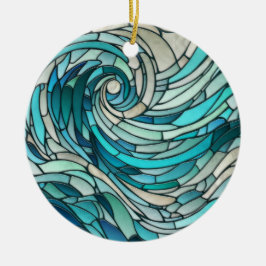 Ocean Wave Spiral Mosaic Julgransprydnad Keramik