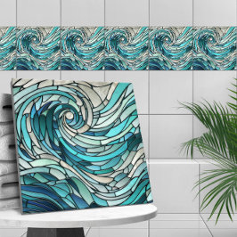Ocean Wave Spiral Mosaic Kakelplatta