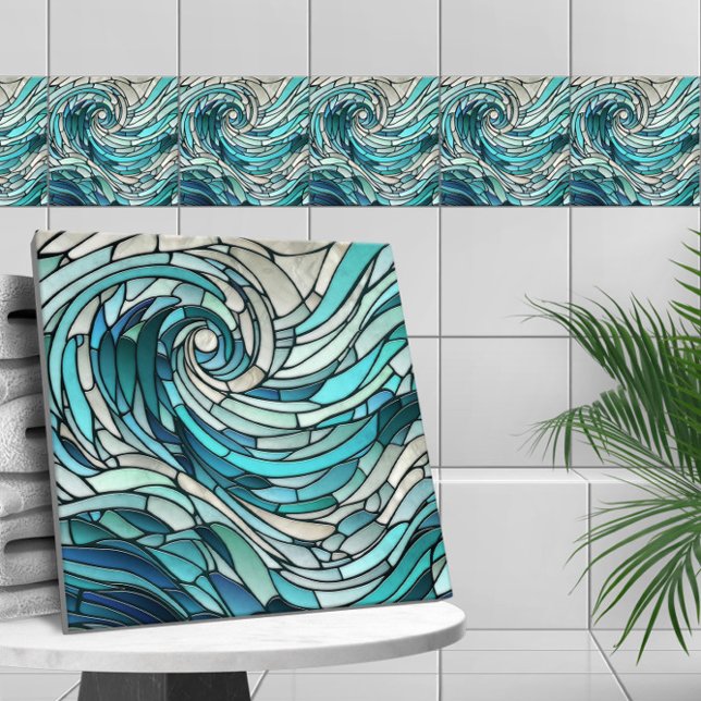 Ocean Wave Spiral Mosaic Kakelplatta (Skapare uppladdad)