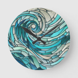 Ocean Wave Spiral Mosaic Rund Klocka