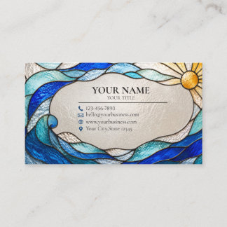Ocean Wave Sun Stained Glass Business Card Visitkort