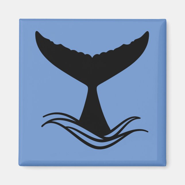 Ocean Wave Whale Svan Silhouette Magnet (Framsidan)