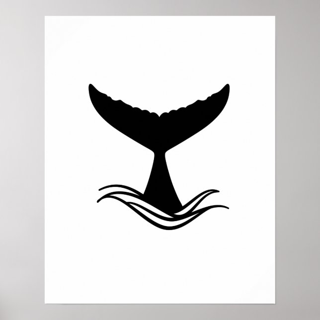 Ocean Wave Whale Svan Silhouette Poster (Framsidan)