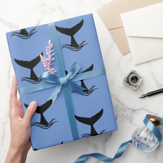 Ocean Wave Whale Svan Silhouette Presentpapper (Gifting)
