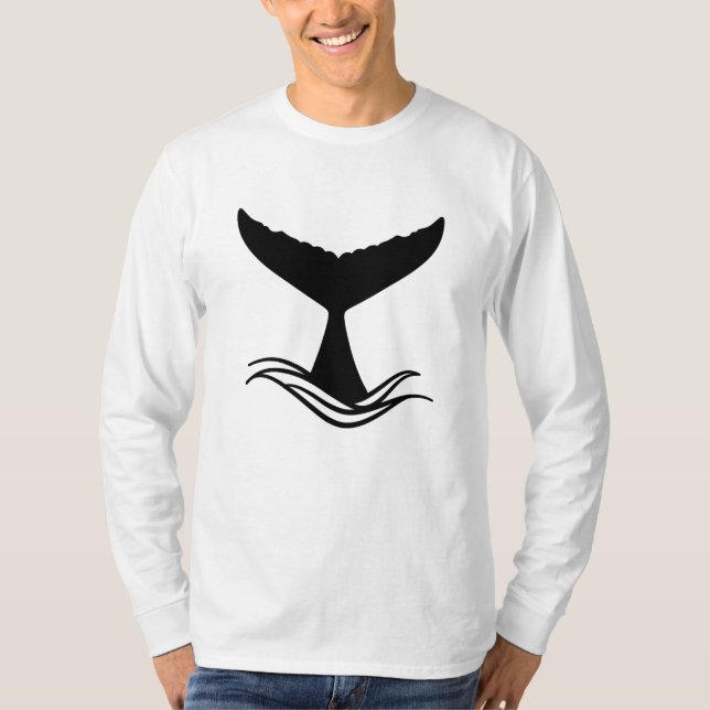 Ocean Wave Whale Svan Silhouette T Shirt (Framsida)