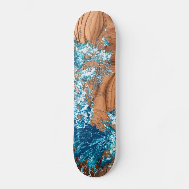 Ocean Wave Wood Stil accent Mini Skateboard Bräda 18,5 Cm (Framsida)