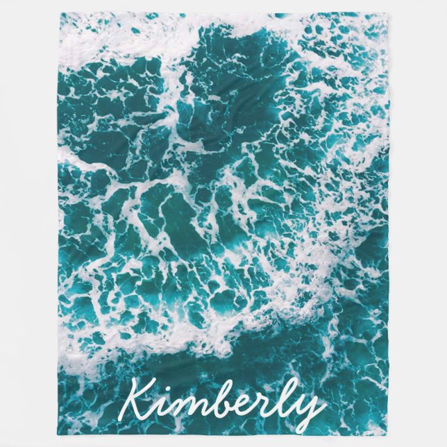Ocean Waves Beach Tropical Name Gift For Her Fleecefilt (Framsidan)