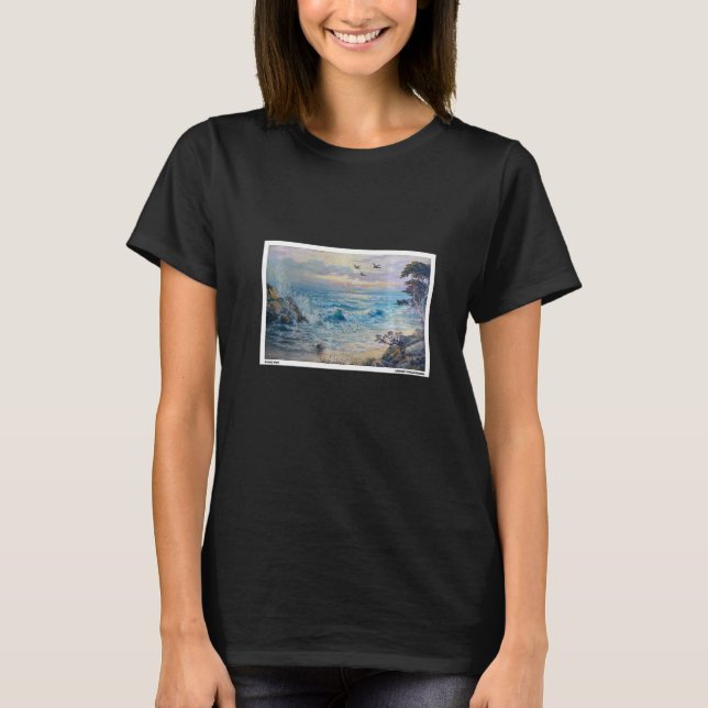 Ocean Waves Crashing Ocean Seascape Painting T Shirt (Framsida)