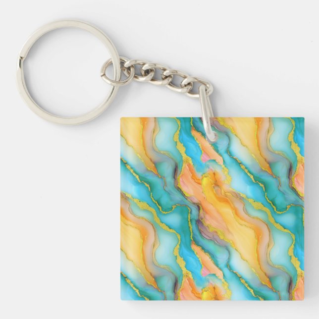  Ocean Waves in Teal and Yellow-Orange Pattern (Framsidan)
