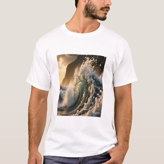 Ocean Waves & Sea Foam Graphic T-Shirt for Men (Framsida)