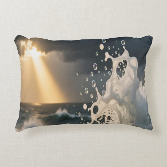 Ocean Waves & Sea Foam Throw Pillow Cover Prydnadskudde (Framsidan)