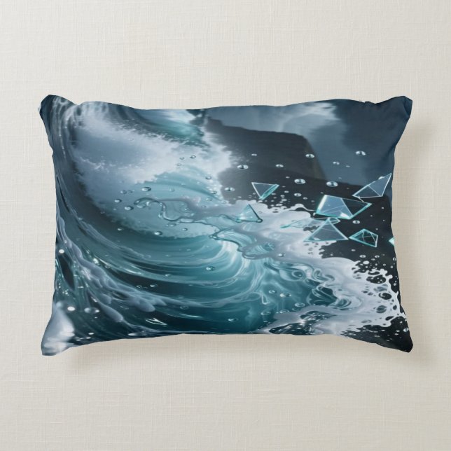 Ocean Waves & Sea Foam Throw Pillow Cover Prydnadskudde (Framsidan)
