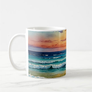 Ocean waves water color mug wrap designs kaffemugg