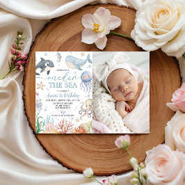 Ocean Whale 1-års födelsedags fotoinbjudan Inbjudningar