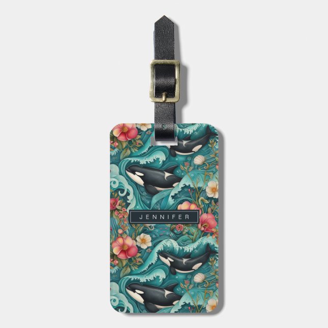 Ocean Whale Luggage Taggs Bagagebricka (Vertikal Framsida)