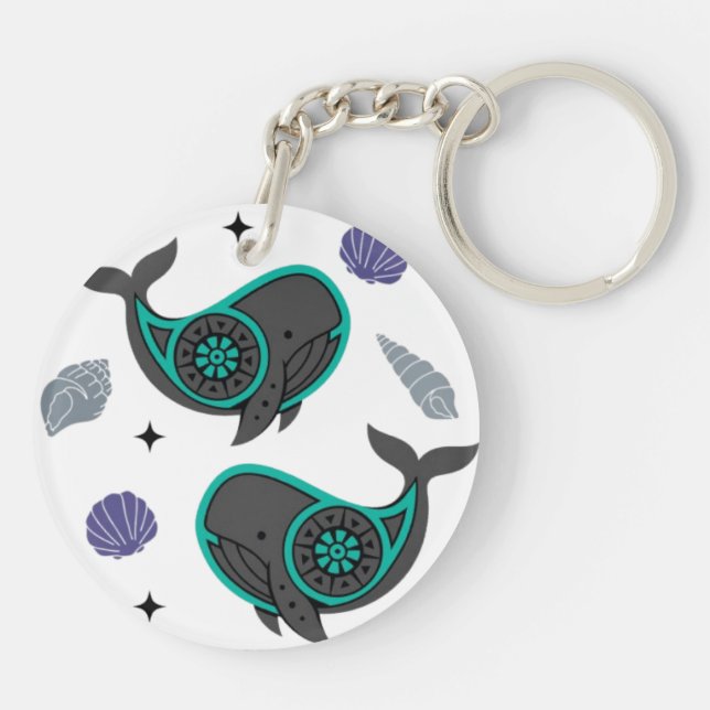 Ocean Whale & Seashell Acrylic Keychain - Lugn Mar (Baksidan)