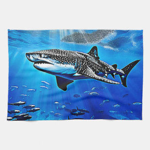 Ocean Whale Shark Giant Swimming Kökshandduk