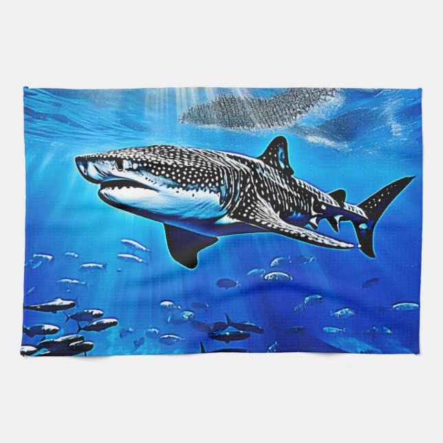 Ocean Whale Shark Giant Swimming Kökshandduk (Horisontell)
