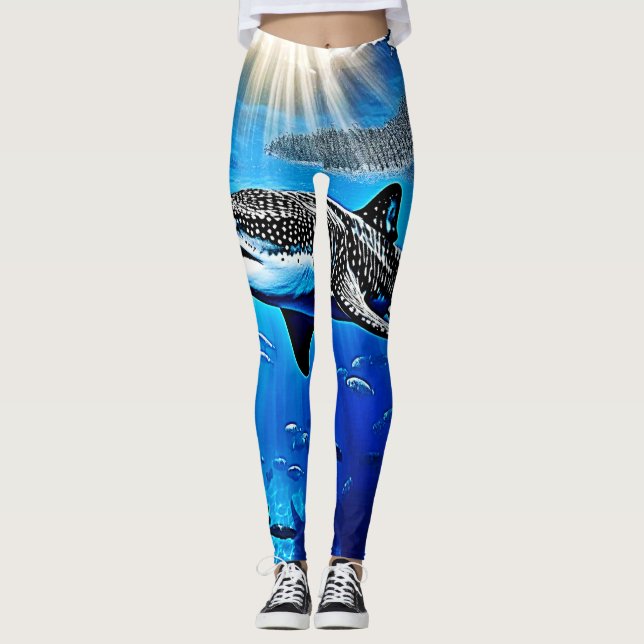 Ocean Whale Shark Giant Swimming Leggings (Framsida)