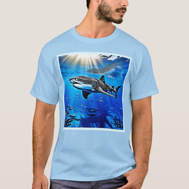 Ocean Whale Shark Giant Swimming T Shirt (Framsida)