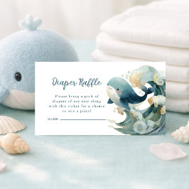 Ocean Whale Waves Diaper Raffle White Baby Shower  Tilläggskort
