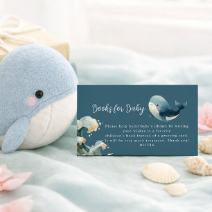 Ocean Whale Waves Turquoise Böcker för Baby Shower Tilläggskort
