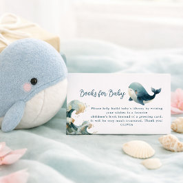 Ocean Whale Waves White Books for Baby Shower  Tilläggskort