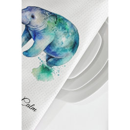 Ocean Whisper Manatee, custom Kökshandduk