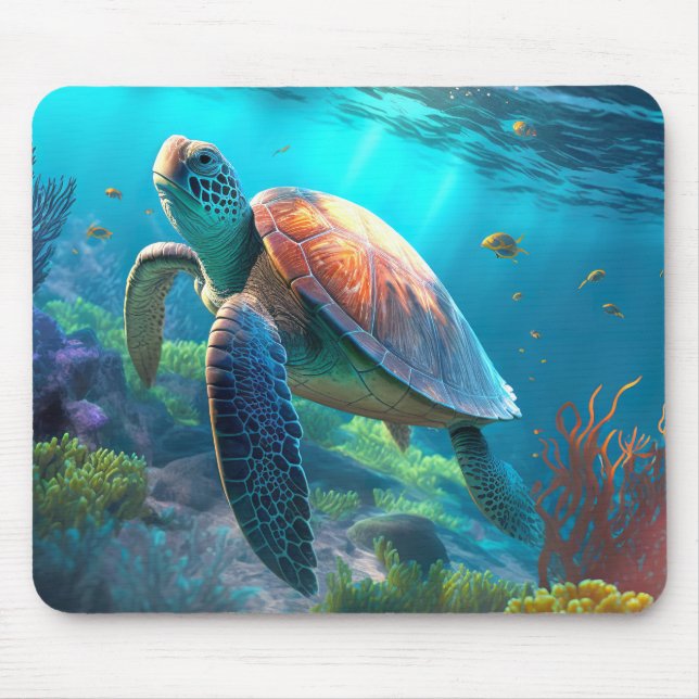 Ocean Wildlife Mouse Pads Featuring Sea Turtle Des Musmatta (Framsidan)