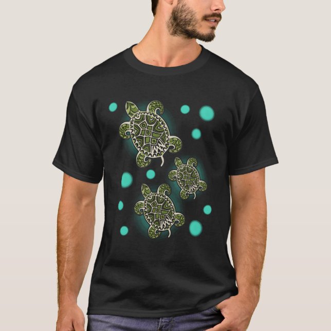Ocean Wildlife Tropical Sea Turtles T Shirt (Framsida)