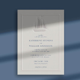 Ocean Yacht Faux Embossed Modern Classic Bröllop Inbjudningar
