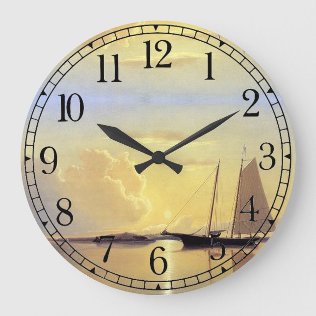 Ocean Yacht Sailing Sailboat Sea Boat Wall Clock Stor Klocka (Framsida)