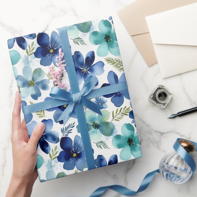Oceanblå Tulpanvågor Presentpapper (Gifting)