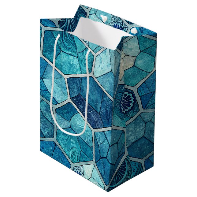 Oceanblått mosaikmönster – Oregelbunden polygon (Framsidan Vinklad)