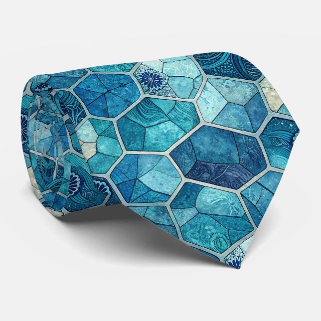 Oceanblått mosaikmönster – Oregelbunden polygon Slips (Rullad)