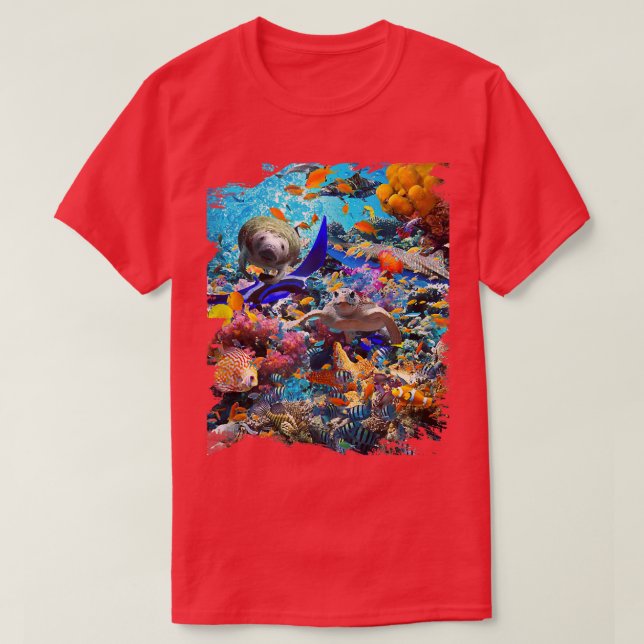 Oceandelfinhaj Turtle Coral Sea Fish Orca Wha T Shirt (Design framsida)