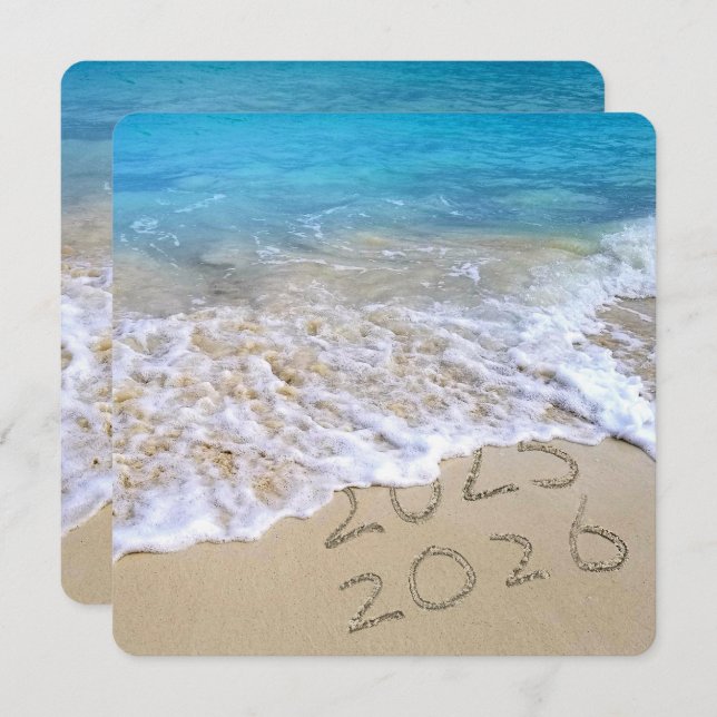 Oceanen Beach 2025 Nya året Party Inbjudningar (Fram/baksida)