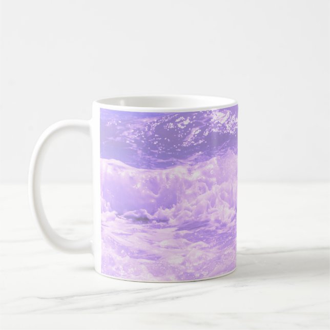 Oceanen Beach Lila Vågar Vatten  Kaffemugg (Vänster)
