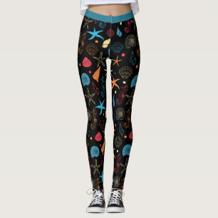 Oceanen Beach Seashells Starfish Seahorse Yoga Leggings