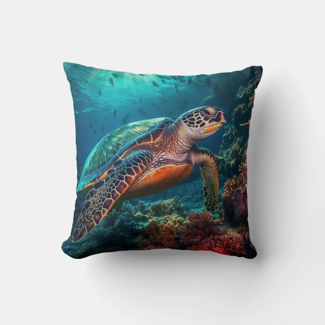 Oceanen Explorer: Sea Turtle Underwater Äventyr Kudde (Framsida)