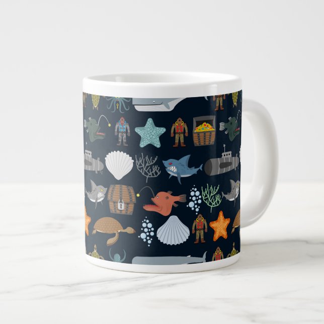 Oceanen Invånare Mönster 1 Jumbo Mugg (Framsida höger)