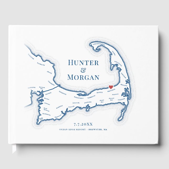 Oceanen Kant, Kap Cod Elegant bröllop Gästböcker (Framsida)