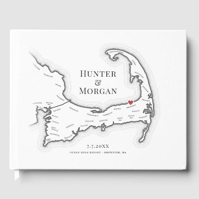 Oceanen Kant, Kap Cod Elegant bröllop Gästböcker (Framsida)