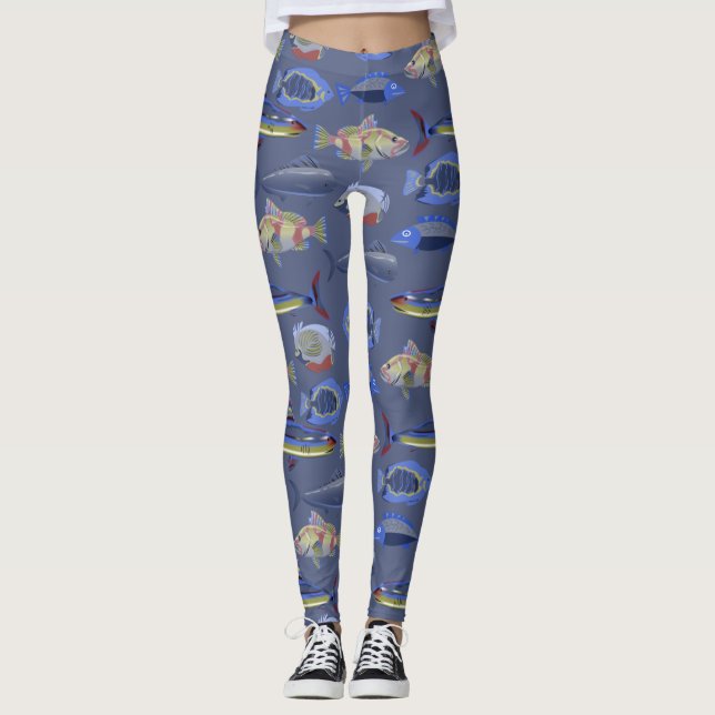 Oceanen Mönster Leggings (Framsida)