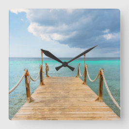 Oceanen och Long Dock Fyrkantig Klocka