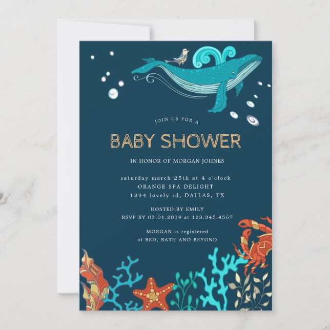 Oceanen Party | Inbjudan till babyvisningsprogram (Framsida)